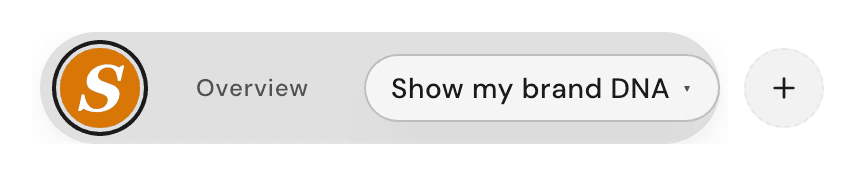 The top-bar brand selector open, showing two brand photos with one expanded